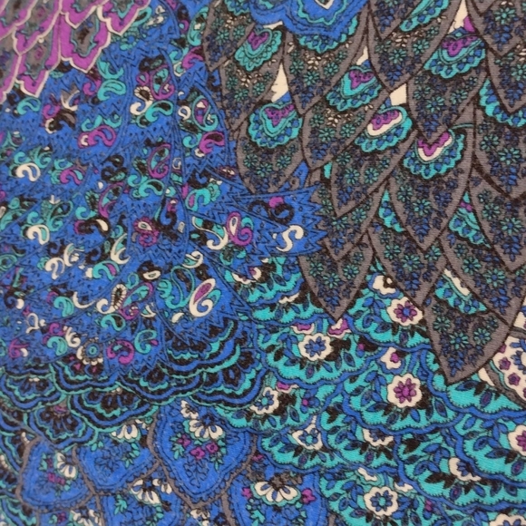 Beautiful peacock feathers tunic top/dress, sz med - Picture 15 of 16